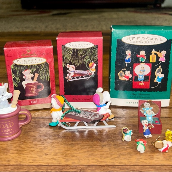 Hallmark • 3 Boxes • Tiny Mouse Treasures/ Time For A Treat/ Dad • Ornaments - Picture 1 of 16